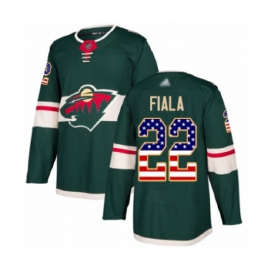Youth Minnesota Wild 22 Kevin Fiala Authentic Green USA Flag Fashion Hockey Jersey