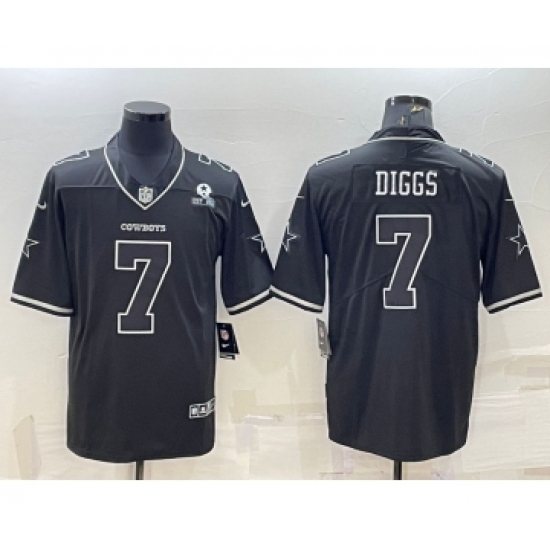 Men's Dallas Cowboys 7 Trevon Diggs Black With 1960 Patch Limited Stitched Football Jersey