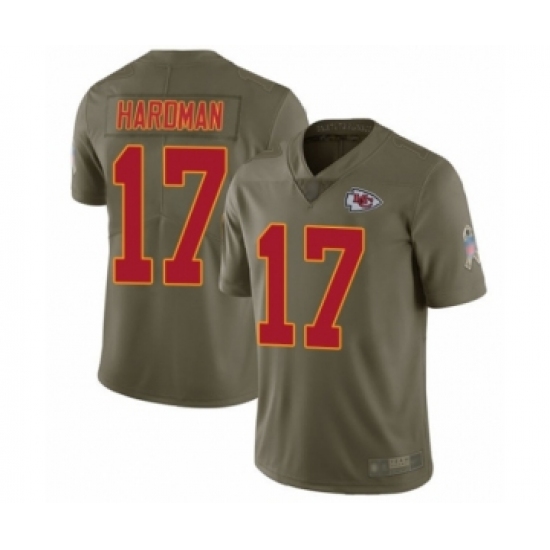 Youth Kansas City Chiefs 17 Mecole Hardman Limited Olive 2017 Salute to Service Football Jersey
