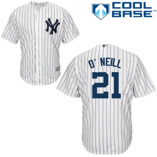 Youth Majestic New York Yankees 21 Paul O'Neill Authentic White Home MLB Jersey