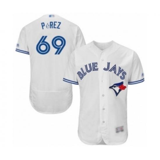 Men's Toronto Blue Jays 69 Hector Perez White Home Flex Base Authentic Collection Baseball Player Jersey