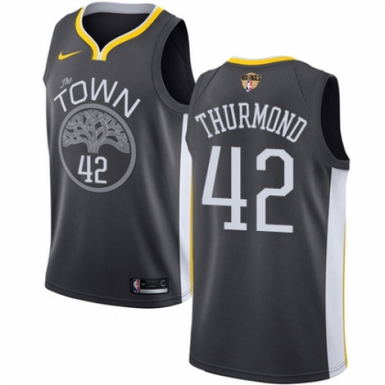 Women's Nike Golden State Warriors 42 Nate Thurmond Swingman Black Alternate 2018 NBA Finals Bound NBA Jersey - Statement Edition