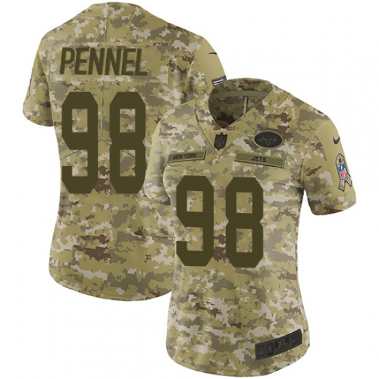 Women's Nike New York Jets 98 Mike Pennel Limited Camo 2018 Salute to Service NFL Jersey