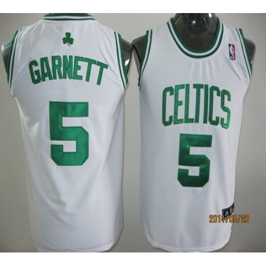 Celtics 5 Kevin Garnett White Stitched Youth NBA Jersey
