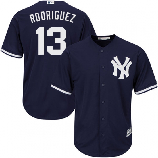Men's Majestic New York Yankees 13 Alex Rodriguez Replica Navy Blue Alternate MLB Jersey