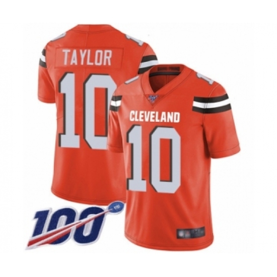 Men's Cleveland Browns 10 Taywan Taylor Orange Alternate Vapor Untouchable Limited Player 100th Season Football Jersey