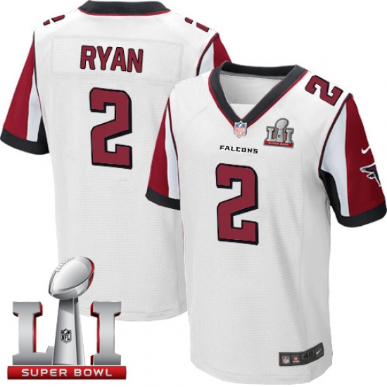 Men's Nike Atlanta Falcons 2 Matt Ryan Elite White Super Bowl LI 51 NFL Jersey