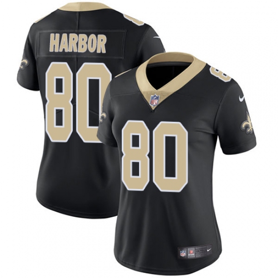 Women's Nike New Orleans Saints 80 Clay Harbor Black Team Color Vapor Untouchable Limited Player NFL Jersey
