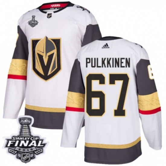 Women's Adidas Vegas Golden Knights 67 Teemu Pulkkinen Authentic White Away 2018 Stanley Cup Final NHL Jersey