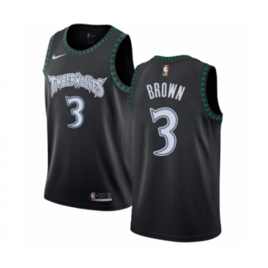 Women's Nike Minnesota Timberwolves 3 Anthony Brown Swingman Black Hardwood Classics Jersey