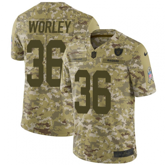 Men's Nike Oakland Raiders 36 Daryl Worley Limited Camo 2018 Salute to Service NFL Jersey