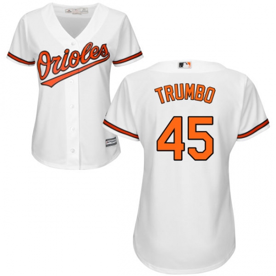 Women's Majestic Baltimore Orioles 45 Mark Trumbo Authentic White Home Cool Base MLB Jersey
