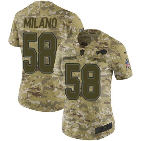 Women's Nike Buffalo Bills 58 Matt Milano Limited Camo 2018 Salute to Service NFL Jersey