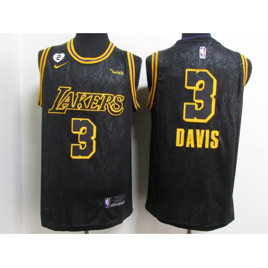 Men's Los Angeles Lakers 3 Anthony Davis Black Nike City Edition Basketball Jersey