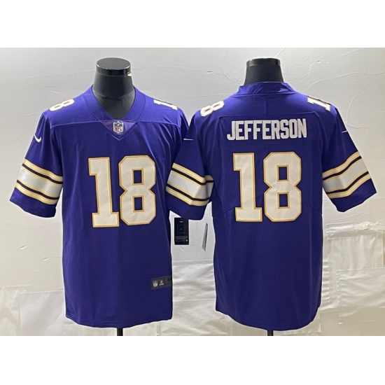 Men's Nike Minnesota Vikings 18 Justin Jefferson Purple Throwback Vapor Limited Jersey