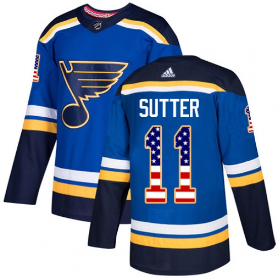 Youth Adidas St. Louis Blues 11 Brian Sutter Authentic Blue USA Flag Fashion NHL Jersey