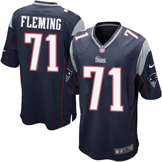 Men's Nike New England Patriots 71 Cameron Fleming Game Navy Blue Team Color NFL Jersey