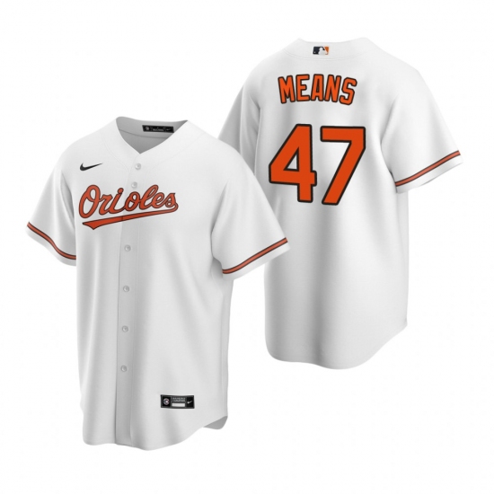 Men's Nike Baltimore Orioles 47 John Means White Home Stitched Baseball Jersey