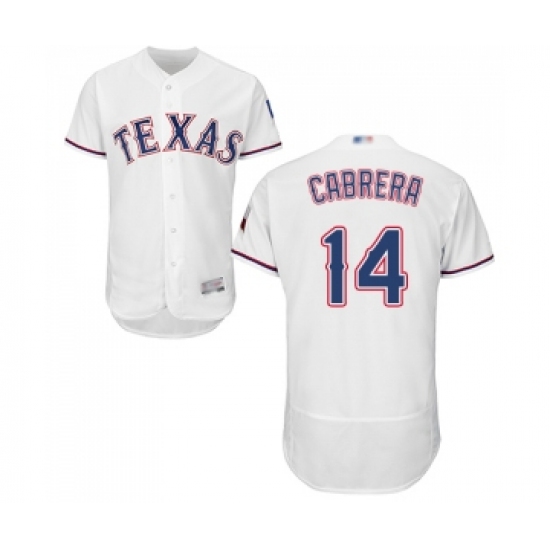 Men's Texas Rangers 14 Asdrubal Cabrera White Home Flex Base Authentic Collection Baseball Jersey