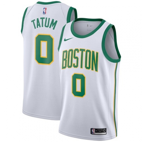 Men's Nike Boston Celtics 0 Jayson Tatum Swingman White NBA Jersey - City Edition