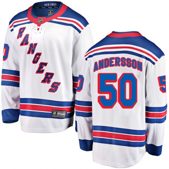 Men's New York Rangers 50 Lias Andersson Fanatics Branded White Away Breakaway NHL Jersey