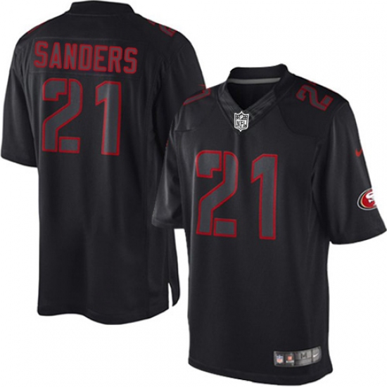 Men's Nike San Francisco 49ers 21 Deion Sanders Limited Black Impact NFL Jersey