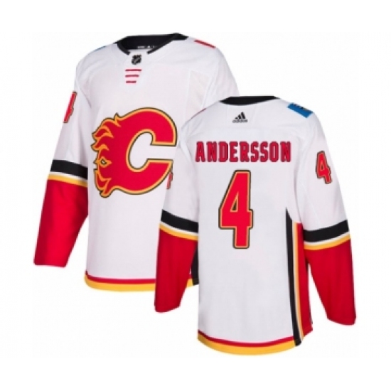 Men's Adidas Calgary Flames 4 Rasmus Andersson Authentic White Away NHL Jersey