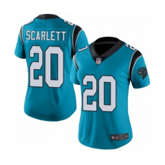 Women's Carolina Panthers 20 Jordan Scarlett Limited Blue Rush Vapor Untouchable Football Jersey