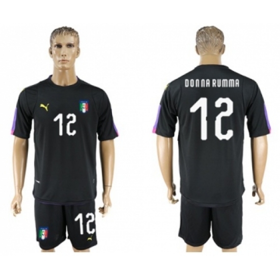 Italy 12 Donna Rumma Black Goalkeeper Soccer Country Jersey