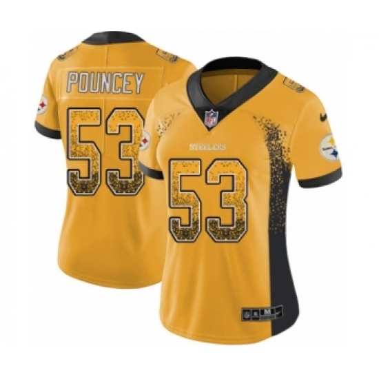 Women's Nike Pittsburgh Steelers 53 Maurkice Pouncey Limited Gold Rush Drift Fashion NFL Jersey