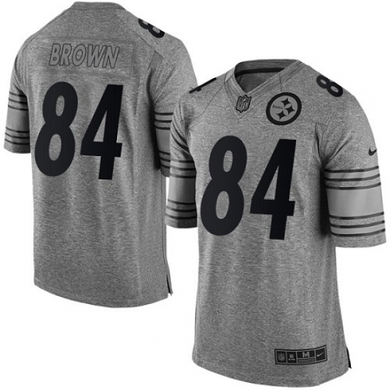 Men's Nike Pittsburgh Steelers 84 Antonio Brown Limited Gray Gridiron NFL Jersey