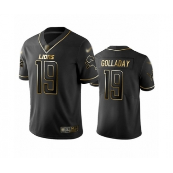 Men's Detroit Lions 19 Kenny Golladay Limited Black Golden Edition Football Jersey