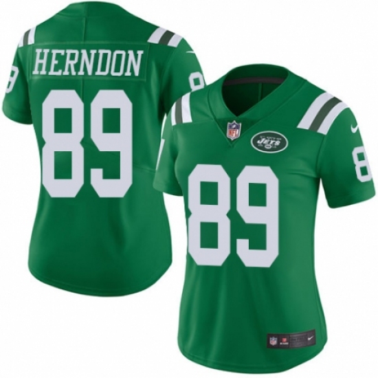 Women's Nike New York Jets 89 Chris Herndon Limited Green Rush Vapor Untouchable NFL Jersey