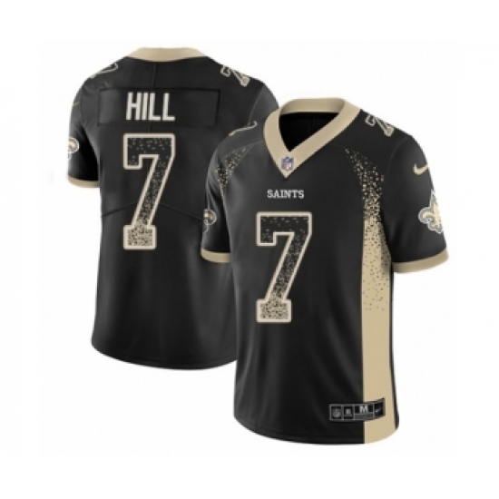 Youth Nike New Orleans Saints 7 Taysom Hill Limited Black Rush Drift Fashion NFL Jersey