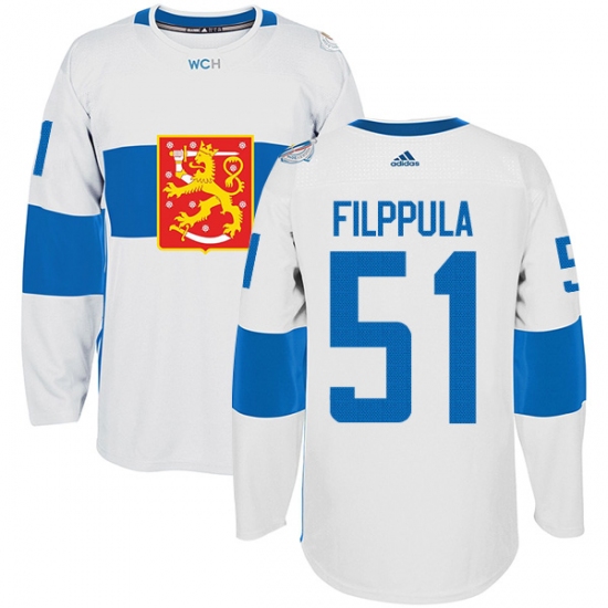 Men's Adidas Team Finland 51 Valtteri Filppula Premier White Home 2016 World Cup of Hockey Jersey