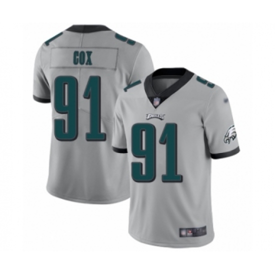 Youth Philadelphia Eagles 91 Fletcher Cox Limited Silver Inverted Legend Football Jersey