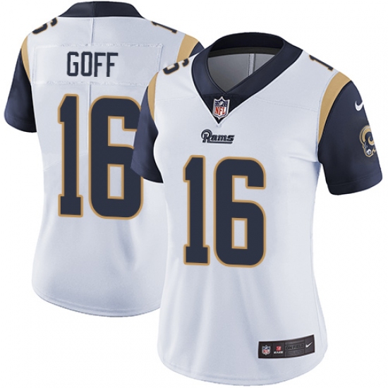 Women's Nike Los Angeles Rams 16 Jared Goff White Vapor Untouchable Limited Player NFL Jersey