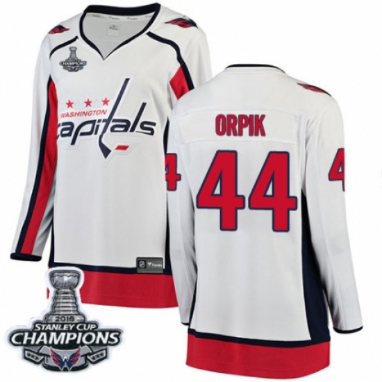 Women's Washington Capitals 44 Brooks Orpik Fanatics Branded White Away Breakaway 2018 Stanley Cup Final Champions NHL Jersey