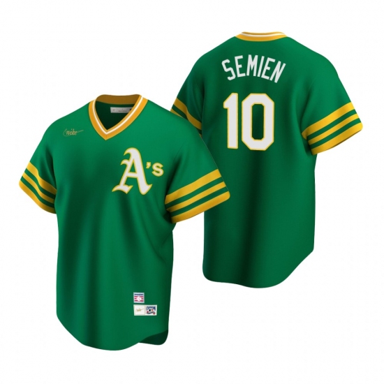 Men's Nike Oakland Athletics 10 Marcus Semien Kelly Green Cooperstown Collection Road Stitched Baseball Jersey