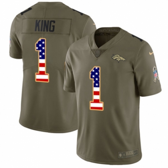 Men's Nike Denver Broncos 1 Marquette King Limited Olive/USA Flag 2017 Salute to Service NFL Jersey