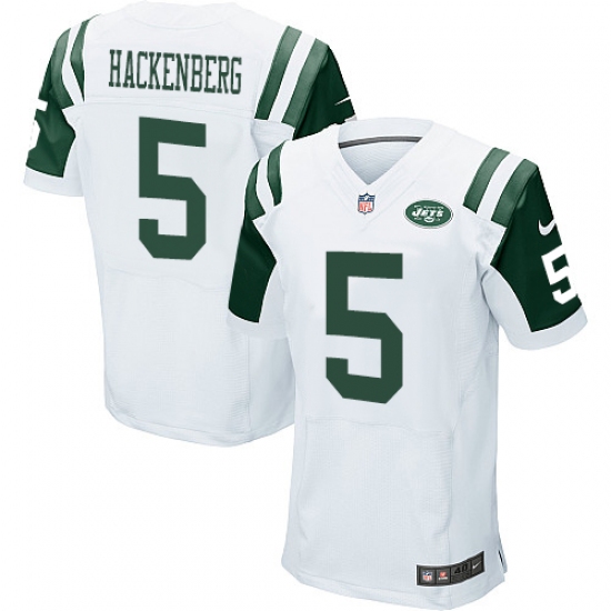 Men's Nike New York Jets 5 Christian Hackenberg Elite White NFL Jersey