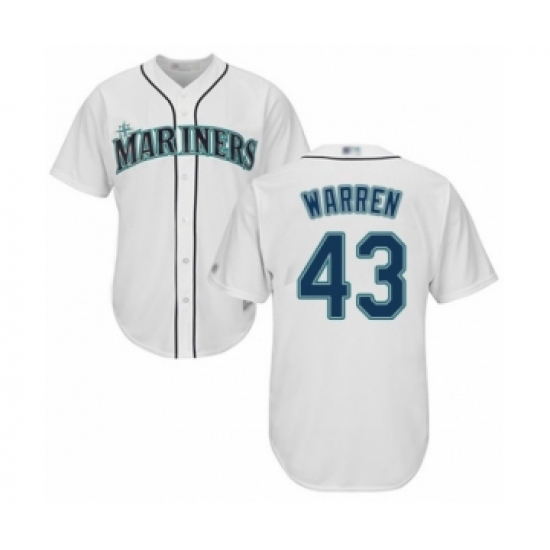 Youth Seattle Mariners 43 Art Warren Authentic White Home Cool Base Baseball Player Jersey