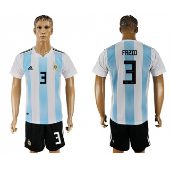 Argentina 3 Fazio Home Soccer Country Jersey