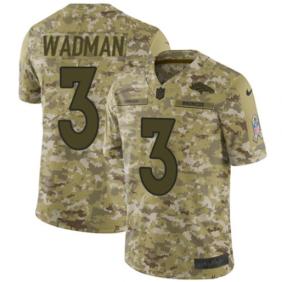 Youth Nike Denver Broncos 3 Colby Wadman Limited Camo 2018 Salute to Service NFL Jersey