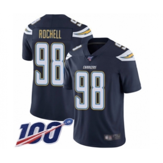 Men's Los Angeles Chargers 98 Isaac Rochell Navy Blue Team Color Vapor Untouchable Limited Player 100th Season Football Jersey