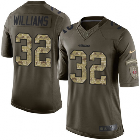 Men's Nike San Francisco 49ers 32 Joe Williams Elite Green Salute to Service NFL Jersey