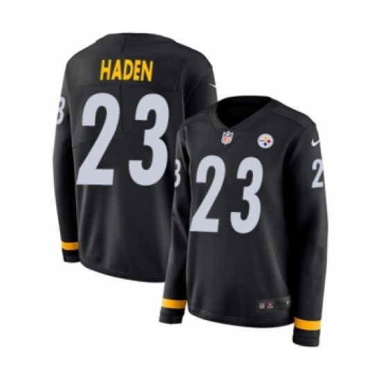 Women's Nike Pittsburgh Steelers 23 Joe Haden Limited Black Therma Long Sleeve NFL Jersey