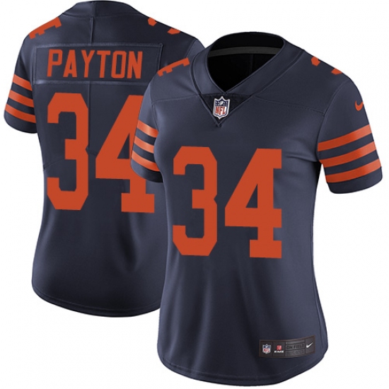Women's Nike Chicago Bears 34 Walter Payton Navy Blue Alternate Vapor Untouchable Limited Player NFL Jersey