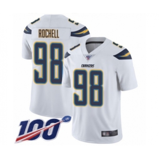Men's Los Angeles Chargers 98 Isaac Rochell White Vapor Untouchable Limited Player 100th Season Football Jersey
