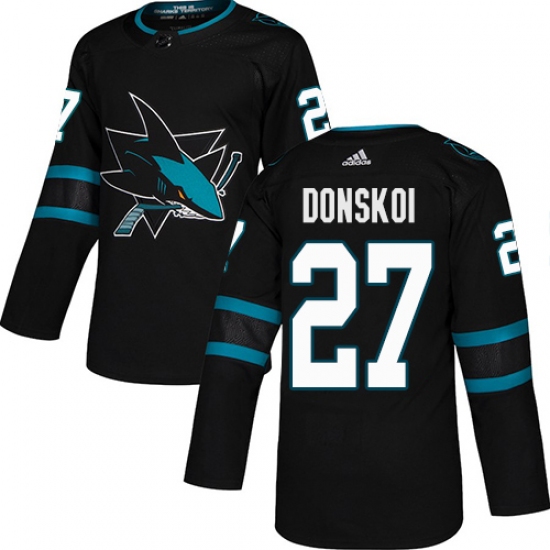 Men's Adidas San Jose Sharks 27 Joonas Donskoi Premier Black Alternate NHL Jersey